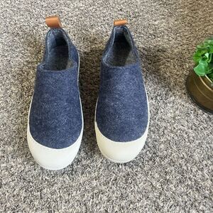 Huckberry Greys Wool Indoor Outdoor Slipper Shoe Rubber Sole Mens Blue 9 New